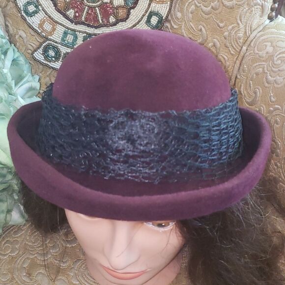 VNTG Betmar New York Maroon & Black Felt Hat - Picture 4 of 7